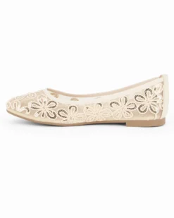 MY JEWELS - Ballerina beige a rete con fiori e paillettes