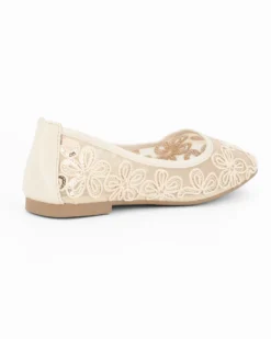 MY JEWELS - Ballerina beige a rete con fiori e paillettes