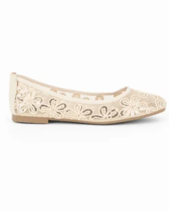 MY JEWELS - Ballerina beige a rete con fiori e paillettes
