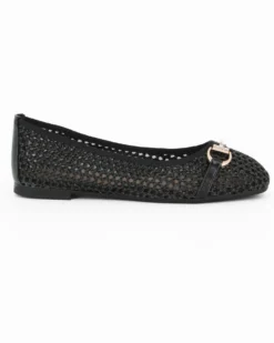 MY JEWELS - Ballerina nera intrecciata con morsetto in strass