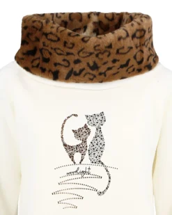 MY JEWELS - DONNA FELPA CON ZIP E CAPPUCCIO GATTI