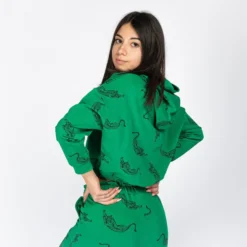 MY JEWELS - DONNA FELPA CORTA VERDE CON CAPPUCCIO