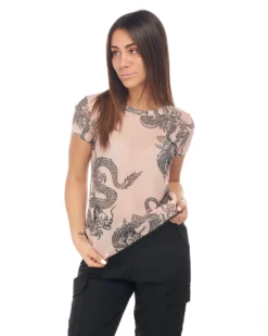 MY JEWELS - DONNA TSHIRT MANICA CORTA RETE STAMPA