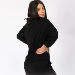 MY JEWELS - FELPA DONNA GIROCOLLO NERO CON DUE ZIP