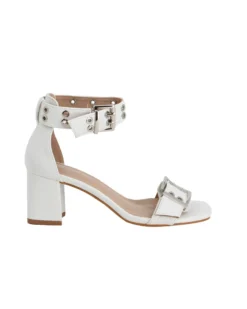 MY JEWELS - Sandalo bianco con doppia fibbia, tacco 6CM