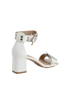 MY JEWELS - Sandalo bianco con doppia fibbia, tacco 6CM
