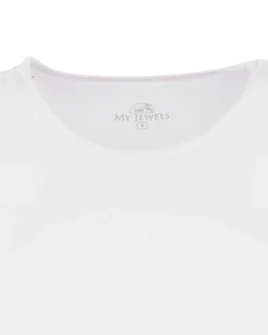 MY JEWELS - T-shirt girocollo bianca in filato di bamboo