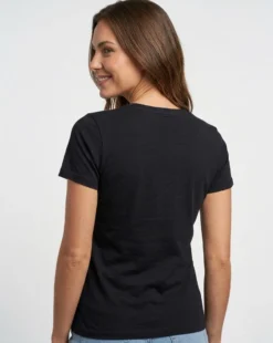MY JEWELS - Tshirt mezza manica con scollo a V BAMBOO nera