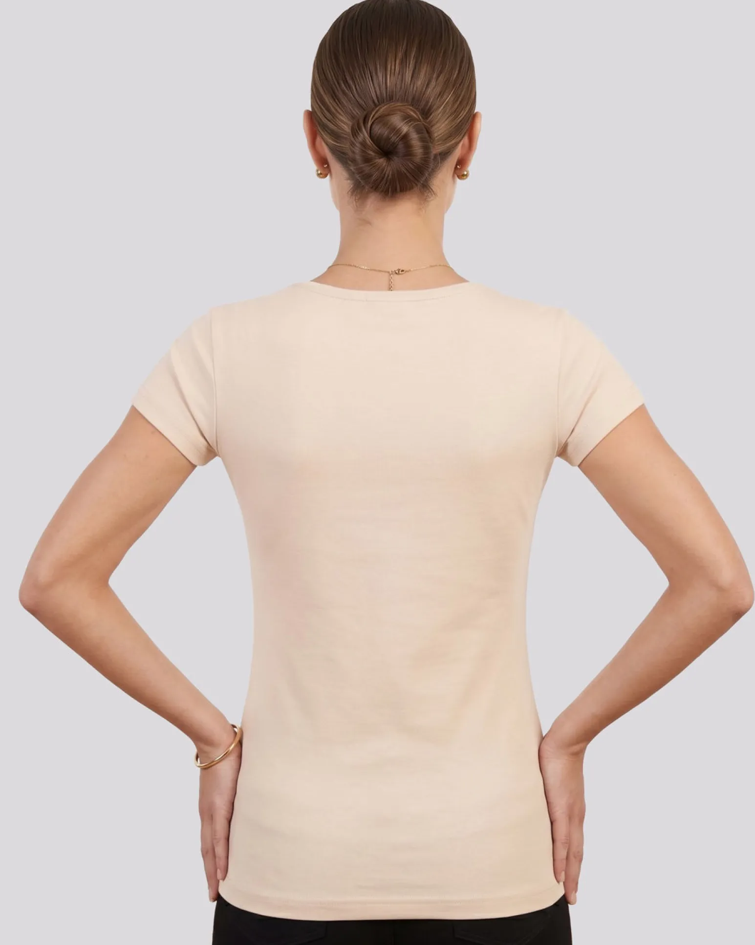 MY JEWELS - Tshirt mezza manica con scollo a girocollo BAMBOO beige