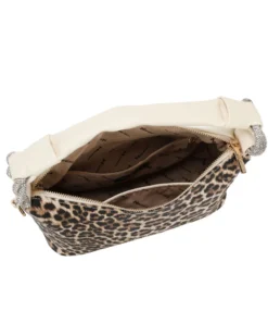 NARDINI - Borsa a mano maculata con nodo in strass sul manico e tracolla removibile