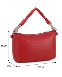 NARDINI - Borsa a mano rossa con nodo in strass sul manico e tracolla removibile