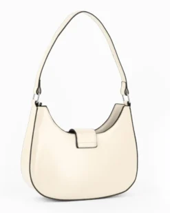 NARDINI - Borsa a spalla beige con mini pattina e tracolla removibile