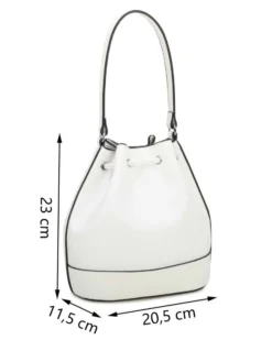 NARDINI - Borsa a spalla bianca effetto intreccio con coulisse e tracolla removibile