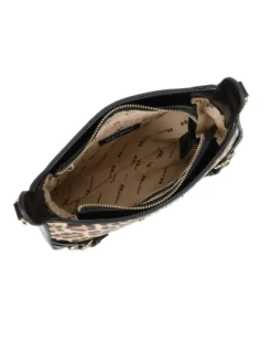 NARDINI - Borsa a spalla leopardata con parte frontale scamosciata, tracolla removibile