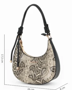 NARDINI - Borsa a spalla taupe pitonata, tracolla removibile