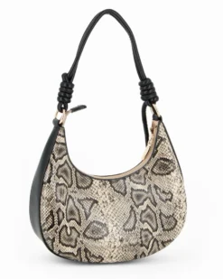 NARDINI - Borsa a spalla taupe pitonata, tracolla removibile