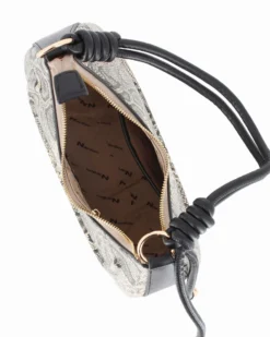 NARDINI - Borsa a spalla taupe pitonata, tracolla removibile