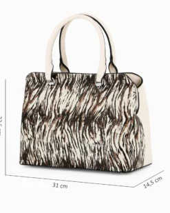 NARDINI - Borsa due manici animalier con tre scomparti principali, tracolla removibile