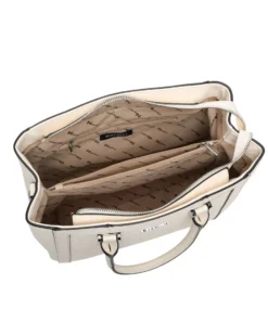 NARDINI - Borsa due manici beige con tasca posteriore e tre scomparti interni, tracolla removibile