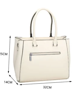NARDINI - Borsa due manici beige con tasca posteriore e tre scomparti interni, tracolla removibile