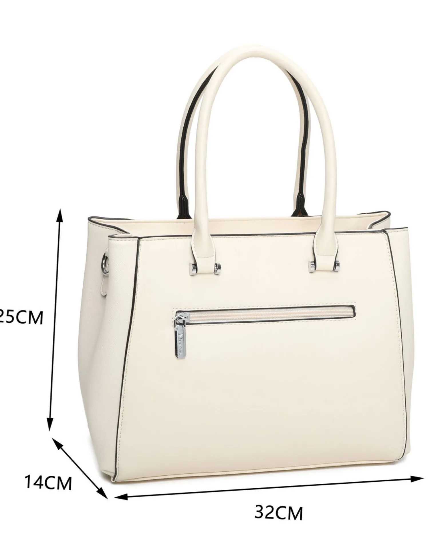 NARDINI - Borsa due manici beige con tasca posteriore e tre scomparti interni, tracolla removibile
