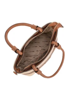 NARDINI - Borsa due manici beige in paglia, tracolla removibile