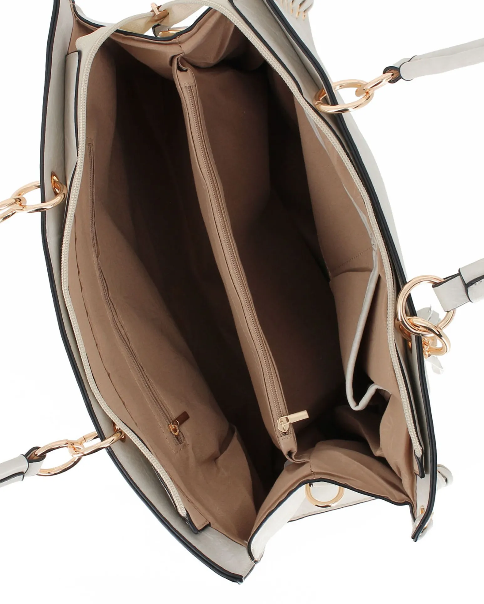 NARDINI - Borsa due manici beige con tasca posteriore e pennacchio a frange, tracolla removibile
