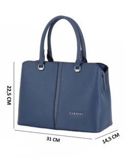 NARDINI - Borsa due manici blu con tre scomparti principali, tracolla removibile