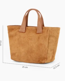 NARDINI - Borsa due manici cuoio scamosciata in VERA PELLE con tasca posteriore, tracolla removibile - MADE IN ITALY