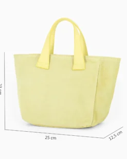 NARDINI - Borsa due manici gialla scamosciata in VERA PELLE con tasca posteriore, tracolla removibile - MADE IN ITALY