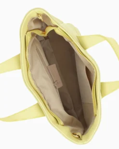 NARDINI - Borsa due manici gialla scamosciata in VERA PELLE con tasca posteriore, tracolla removibile - MADE IN ITALY