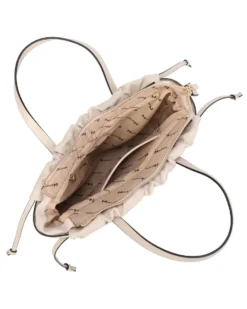 NARDINI - Borsa due manici naturale con coulisse, tracolla removibile