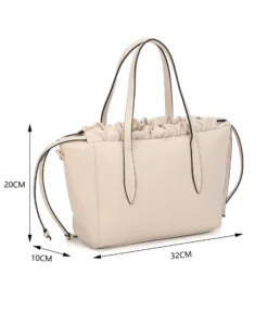 NARDINI - Borsa due manici naturale con coulisse, tracolla removibile