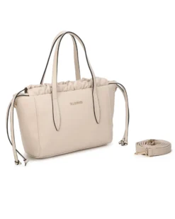 NARDINI - Borsa due manici naturale con coulisse, tracolla removibile