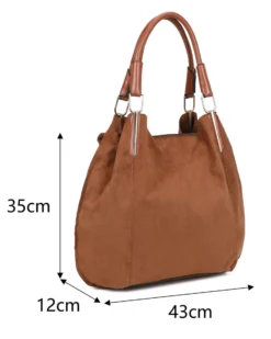 NARDINI - Borsa due manici scamosciata marrone con pochette interna estraibile, tracolla removibile