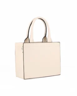 NARDINI - Borsa piccola due manici beige con fasce frontali lavorate, tracolla removibile