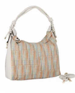 NARDINI - Borsa sacca multicolor effetto intreccio con tasca posteriore, tracolla removibile