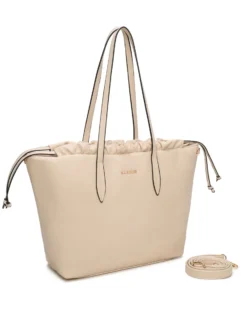 NARDINI - Borsa shopping naturale con coulisse, tracolla removibile