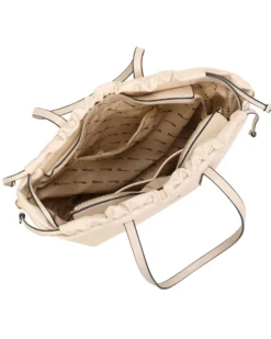 NARDINI - Borsa shopping naturale con coulisse, tracolla removibile