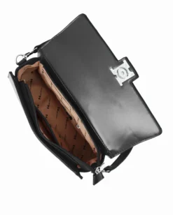 NARDINI - Borsa un manico nera con patta e tracolla removibile