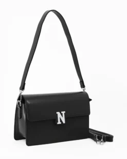 NARDINI - Borsa un manico nera con patta e tracolla removibile