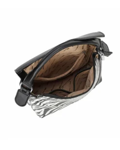 NARDINI - Borsa un manico zebrata con patta diagonale e tasca posteriore, tracolla removibile