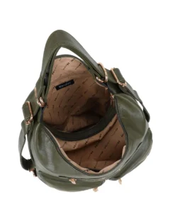 NARDINI - Borsa/Zaino verde con due scomparti principali, tre tasche frontali e una posteriore