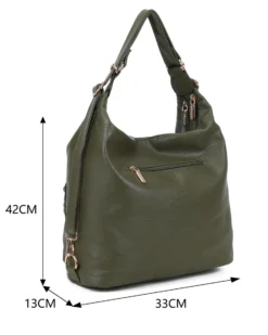 NARDINI - Borsa/Zaino verde con due scomparti principali, tre tasche frontali e una posteriore