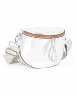 NARDINI - Marsupio argento da donna in VERA PELLE - MADE IN ITALY