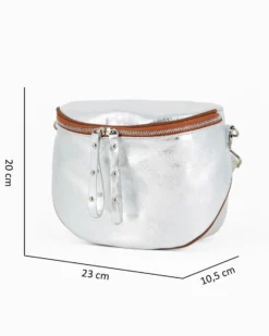 NARDINI - Marsupio argento da donna in VERA PELLE - MADE IN ITALY
