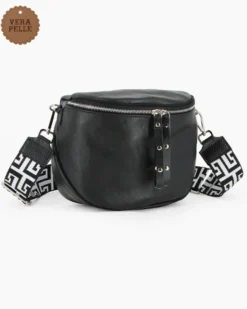 NARDINI - Marsupio nero da donna in VERA PELLE - MADE IN ITALY