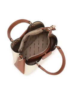 NARDINI - Minibag beige con tre scomparti principali, tracolla removibile