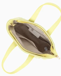 NARDINI - Minibag gialla scamosciata in VERA PELLE con tasca posteriore, tracolla removibile - MADE IN ITALY