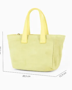 NARDINI - Minibag gialla scamosciata in VERA PELLE con tasca posteriore, tracolla removibile - MADE IN ITALY